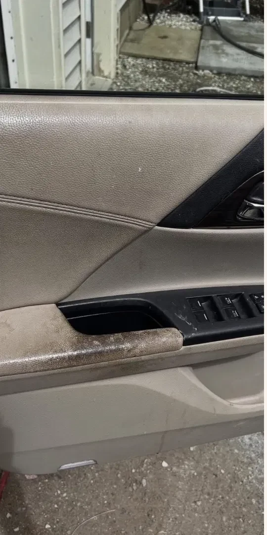 Leather door panel detailing before